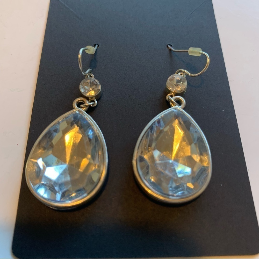 crystal teardrop dangle drop statement earrings party glam formal sparkly - Picture 8 of 13